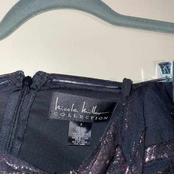 NICOLE MILLER COLLECTION BLACK SILK CHIFFON Mini dress - Picture 10 of 16